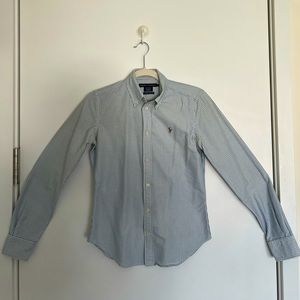Ralph Lauren Slim Fit Shirt | Blue and White Stripes | Size 4